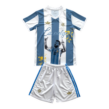 Load image into Gallery viewer, Lionel Messi #10 Argentina "La Pulga" Special Edition Kids Kit - World Cup 3-Star Away - Jersey &amp; Shorts Set
