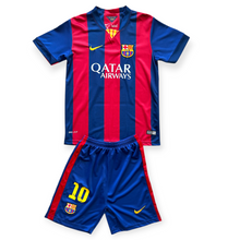 Load image into Gallery viewer, Lionel Messi #10 FC Barcelona 2014-2015 Home Kids Jersey &amp; Shorts Set - Retro Treble Kit

