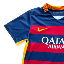 Load image into Gallery viewer, Lionel Messi #10 FC Barcelona Retro Kids Kit - 2015-16 "Horizontal Stripes" Edition - Jersey &amp; Shorts Set
