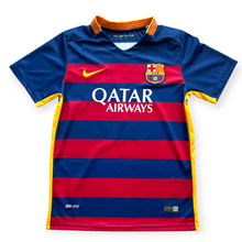 Load image into Gallery viewer, Lionel Messi #10 FC Barcelona Retro Kids Kit - 2015-16 "Horizontal Stripes" Edition - Jersey &amp; Shorts Set
