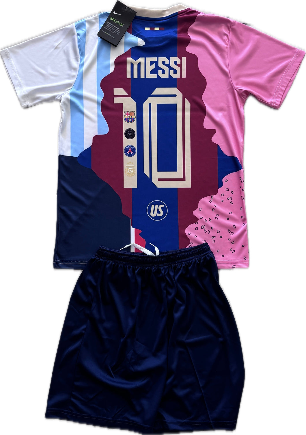 Lionel Nike Messi #10 Youth Kids Soccer Jersey Kit - Argentina