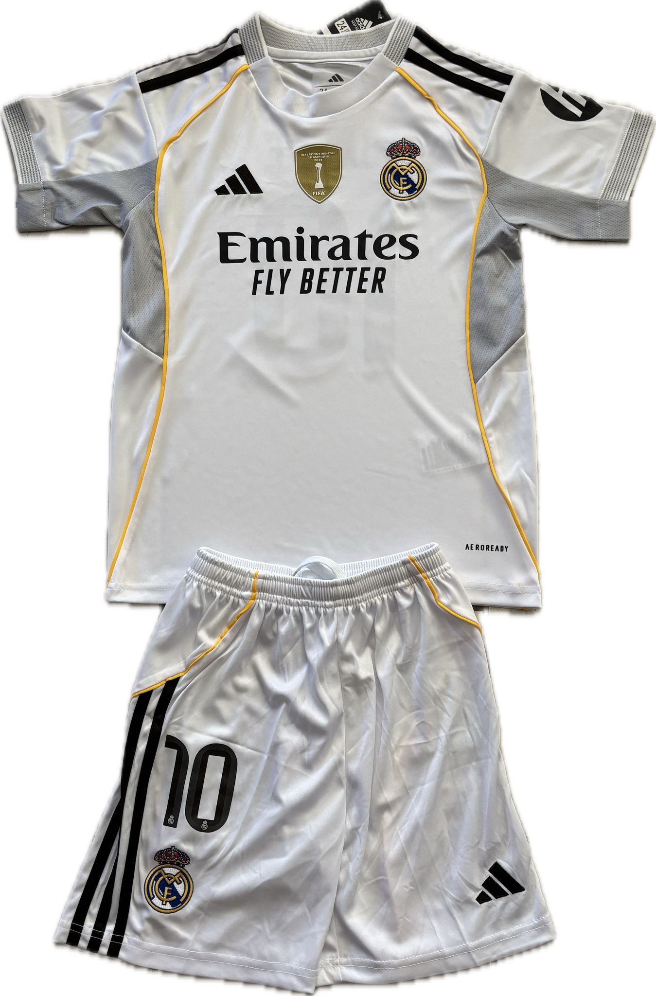 Mbappé #10 Real Madrid 2025-26 Youth Kids Home Kit (Jersey + Mbappé #10 Real Madrid 2025-26 Youth Kids Home Kit (Jersey +