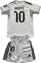 Load image into Gallery viewer, Mbappé #10 Real Madrid 2025-26 Youth Kids Home Kit (Jersey + Shorts) back
