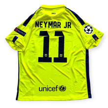Load image into Gallery viewer, Neymar Jr. #11 FC Barcelona 2014-2015 Volt Yellow Men's Retro Jersey - Treble Winners Edition
