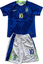 Load image into Gallery viewer, Neymar Jr #10 Brazil Nike 2025-26 Away Jersey Kit - Youth/Kids Blue &amp; Green Edition
