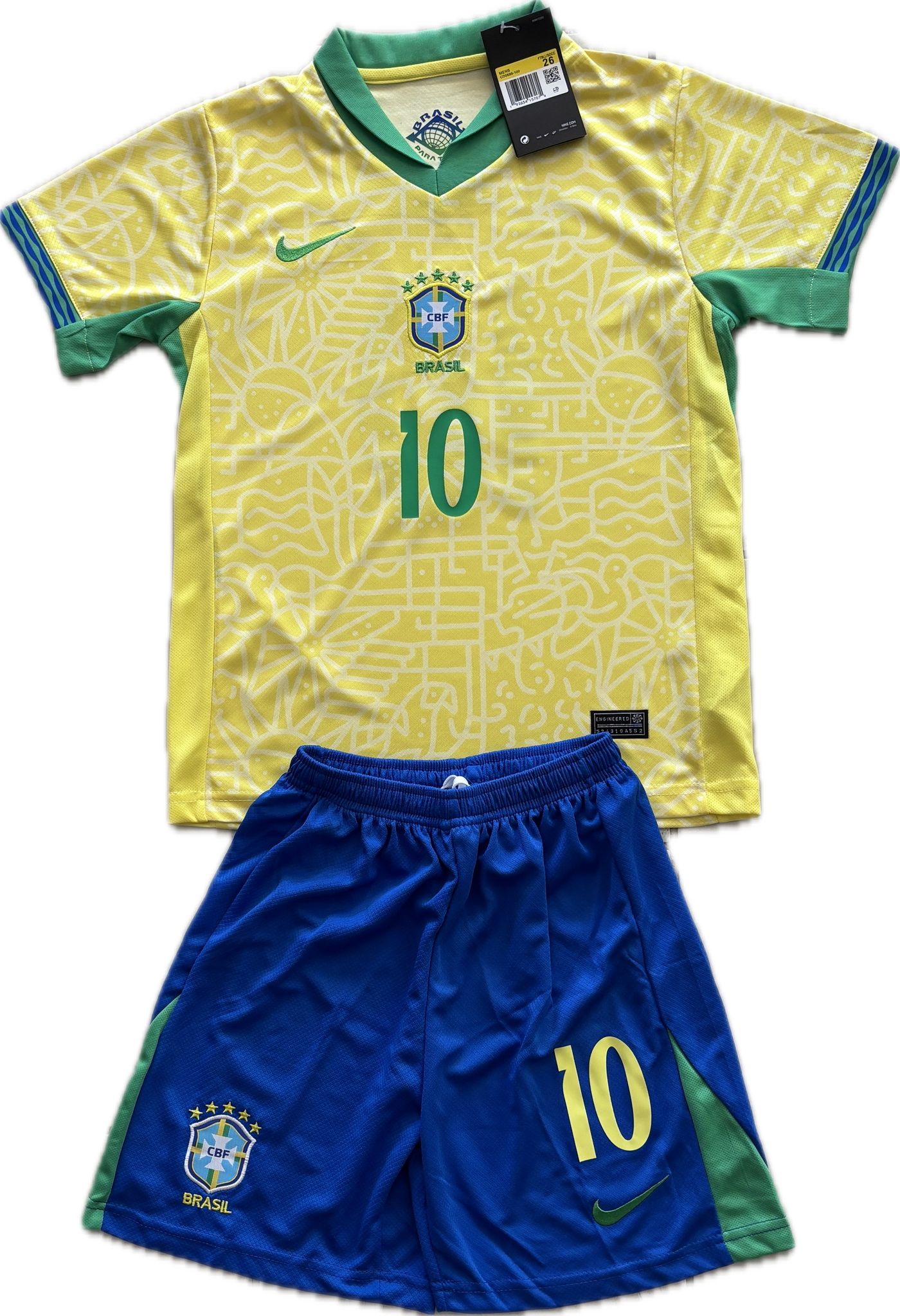 Neymar Jr #10 Brazil Nike Home Jersey Kit - Youth/Kids 