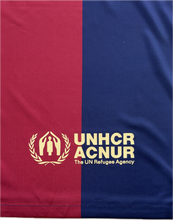 Load image into Gallery viewer, Nike FC Barcelona Travis Scott Cactus Jack Home MENS Champions League Football Soccer Jersey Blue Red back unhcr logo
