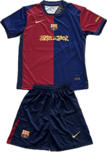 Load image into Gallery viewer, Nike x Travis Scott Cactus Jack Barcelona Kids Youth Kit Blue Home (Jersey + Shorts) front
