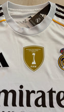 Load image into Gallery viewer, Real Madrid Mbappé Bellingham 2025-26 Adidas Home Jersey with Intercontinental gold Patch view
