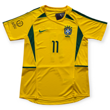 Load image into Gallery viewer, Ronaldinho 11 Brazil Nike National Football Team MENS Yellow 2002 World Cup Soccer Jersey Korea Japan MENS
