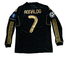 Load image into Gallery viewer, Cristiano Ronaldo 2011-12 Real Madrid Adidas Away Black long sleeve UCL champions league jersey
