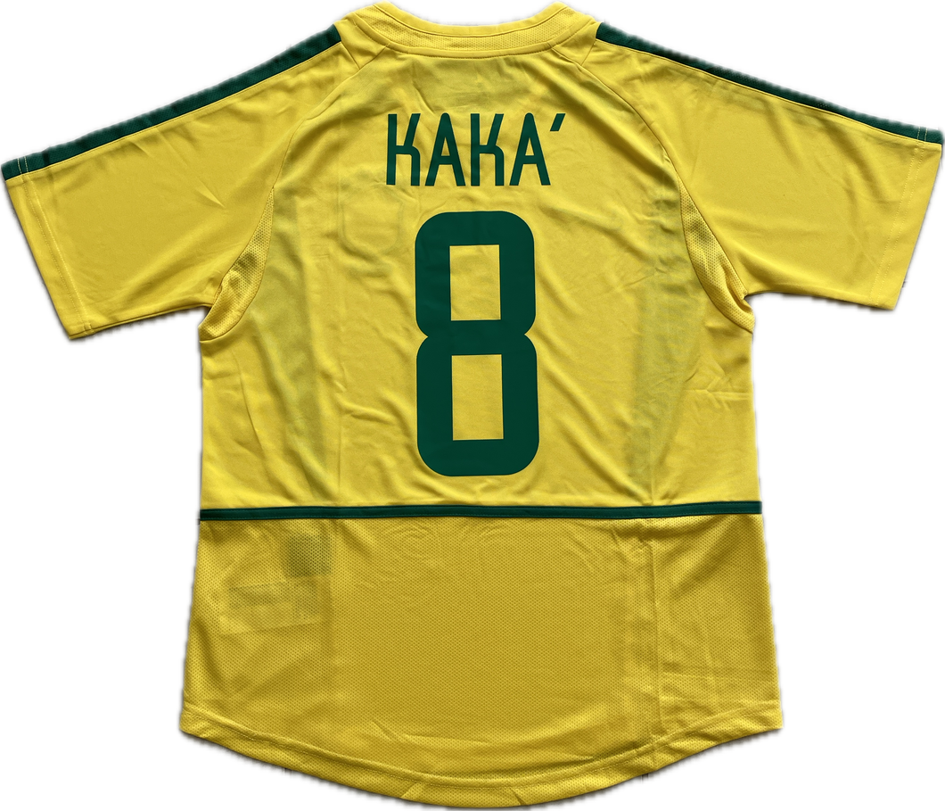 Kaka 8 Brazil Nike  National Football Team Yellow 2002 World Cup Jersey Korea Japan