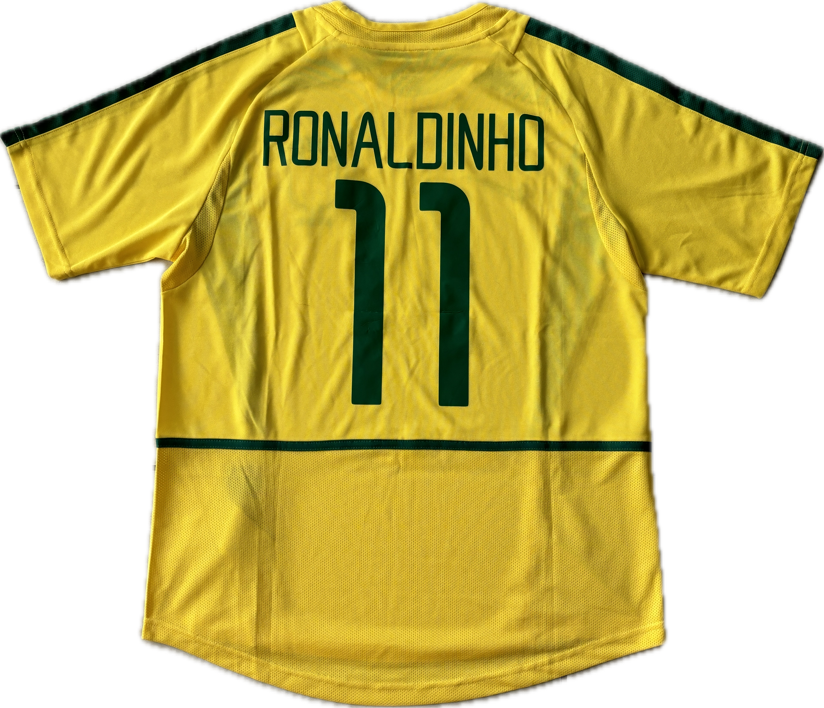 Ronaldinho 2002 W-Cup ブラジル代表ユニ Lサイズ タグ付き Ronaldinho 11 Brazil Nike National Football Team MENS Yellow