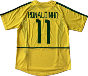Ronaldinho 11 Brazil Nike National Football Team Yellow 2002 World Cup Jersey Korea Japan