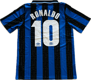 Inter Milan Ronaldo Nazario 10 UMBRO 1997-1998 Retro Jersey Rare Blue Black Vintage