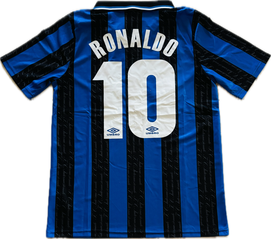 Inter Milan Ronaldo Nazario 10 UMBRO 1997-1998 Retro Jersey Rare Blue Black Vintage
