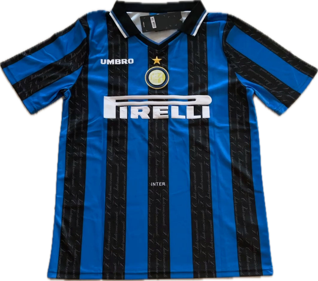 Inter Milan Ronaldo Nazario 10 UMBRO 1997-1998 Retro Soccer Jersey Rare Blue Black Vintage