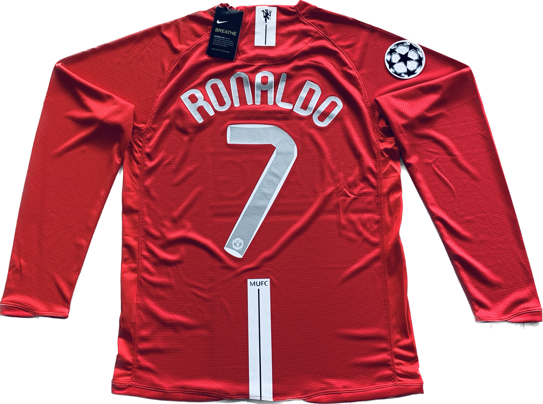 Retro Cristiano Ronaldo 2007/2008 UCL Final Manchester United Nike Long Sleeve Jersey UEFA Champions League