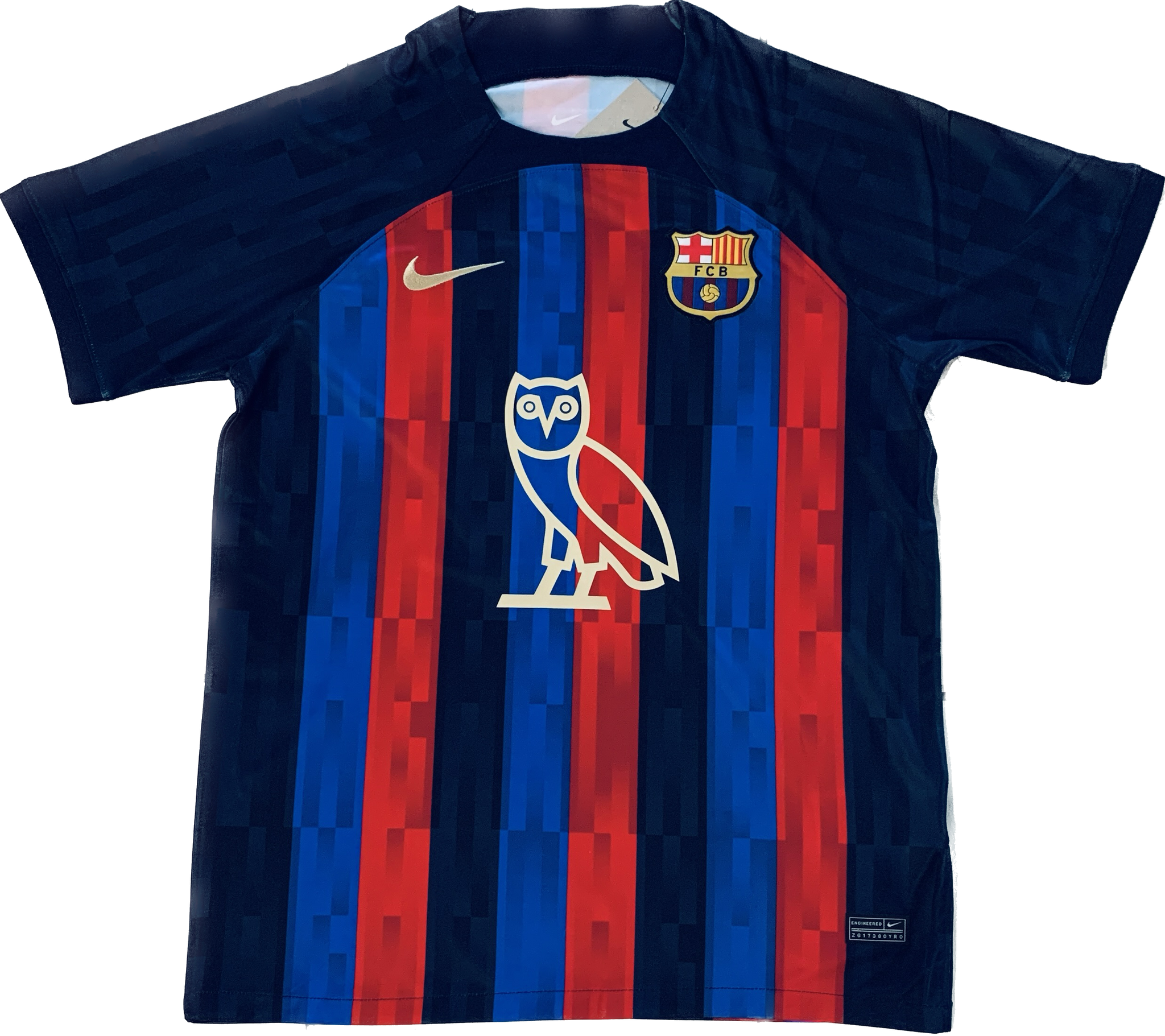 FC Barcelona OVO Drake Nike Dri Fit Soccer Jersey Football Patch King